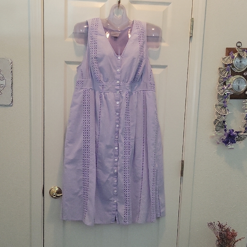 Lavender Sleeveless Button-Up Dress